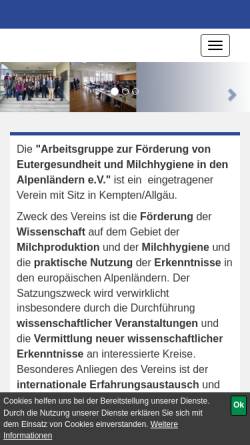 Vorschau der mobilen Webseite www.afema-ev.de, Arbeitsgruppe zur Förderung von Eutergesundheit und Milchhygiene in den Alpenländern e.V.