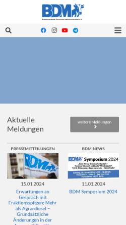 Vorschau der mobilen Webseite bdm-verband.org, Bundesverband Deutscher Milchviehhalter e.V.