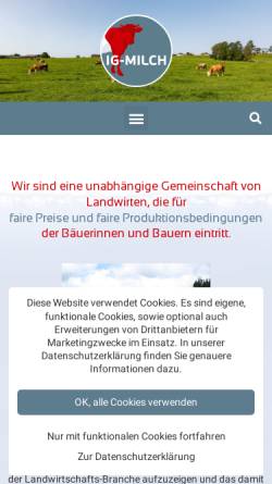 Vorschau der mobilen Webseite www.ig-milch.at, Verein österreichischer Grünland- und Rinderbauern - Interessensgemeinschaft Milch