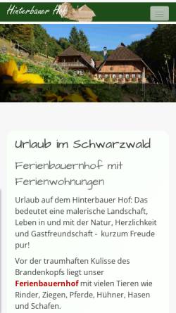 Vorschau der mobilen Webseite hinterbauer.de, Hinterbauer Hof