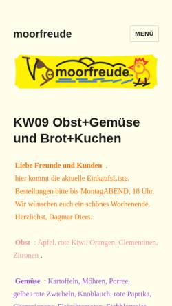 Vorschau der mobilen Webseite www.moorfreude.de, Moorfreude - Dagmar Diers