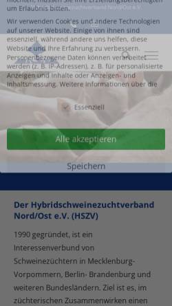 Vorschau der mobilen Webseite www.hszv.de, Hybridschweinezuchtverband Nord/Ost e.V.