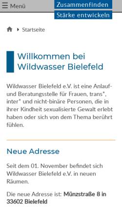 Vorschau der mobilen Webseite wildwasser-bielefeld.de, Wildwasser Bielefeld e.V.