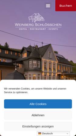 Vorschau der mobilen Webseite www.weinberg-schloesschen.de, Hotel & Restaurant Weinberg-Schlösschen