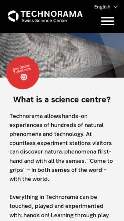 Vorschau der mobilen Webseite www.technorama.ch, Technorama der Schweiz