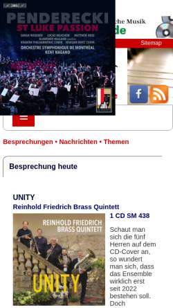 Vorschau der mobilen Webseite www.klassik-heute.de, Sinfonie 4, Monogramme, Ständchen