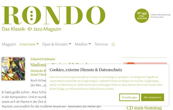 Vorschau von www.rondomagazin.de, Sinfonien 1 und 2, Rondo