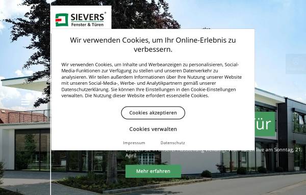 Vorschau von www.sievers-fenster.de, Sievers und Söhne GmbH