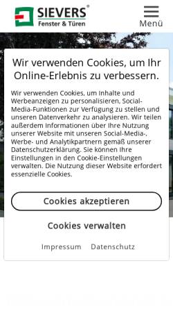 Vorschau der mobilen Webseite www.sievers-fenster.de, Sievers und Söhne GmbH