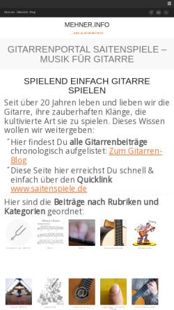 Vorschau der mobilen Webseite www.saitenspiele.de, Mehner, Ulrich Emanuel
