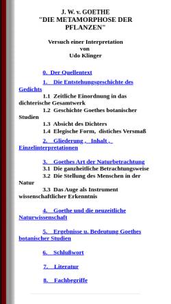 Vorschau der mobilen Webseite www.udoklinger.de, Die Metamorphose der Pflanzen