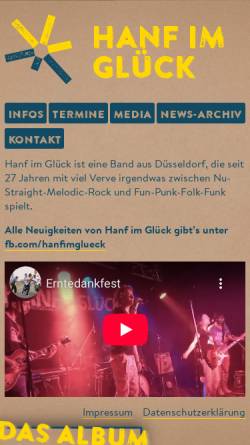 Vorschau der mobilen Webseite www.hig-band.de, Hanf im Glück