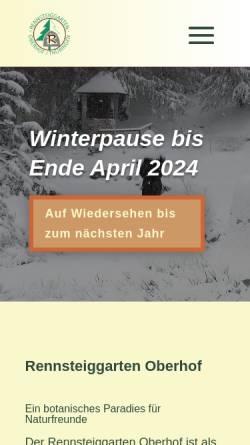 Vorschau der mobilen Webseite www.rennsteiggartenoberhof.de, Rennsteiggarten Oberhof