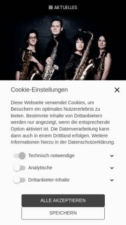 Vorschau der mobilen Webseite www.aduma-quartett.de, Adumá-Saxophonquartett