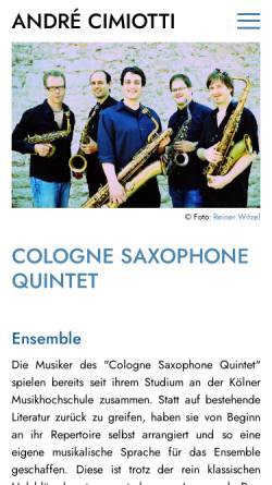 Vorschau der mobilen Webseite www.colognesaxophonequintet.com, Cologne Saxophone Quintet Volles Rohr