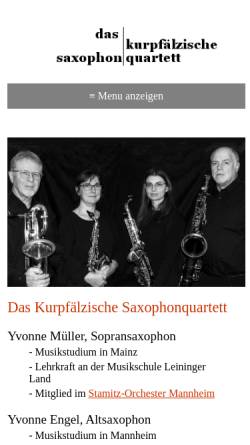 Vorschau der mobilen Webseite www.kursax.de, Kurpfälzisches Saxophonquartett