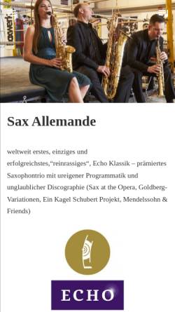 Vorschau der mobilen Webseite www.saxallemande.de, Sax Allemande