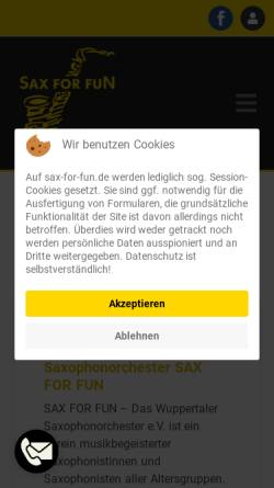 Vorschau der mobilen Webseite www.sax-for-fun.de, Sax for fun