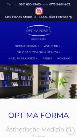 Vorschau der mobilen Webseite www.optima-forma.net, Optima Forma Larissa Eifert