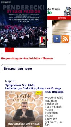 Vorschau der mobilen Webseite www.klassik-heute.de, klassik-heute.com: György Ligeti