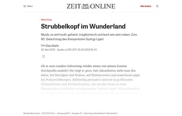 Vorschau von www.zeit.de, Strubbelkopf im Wunderland
