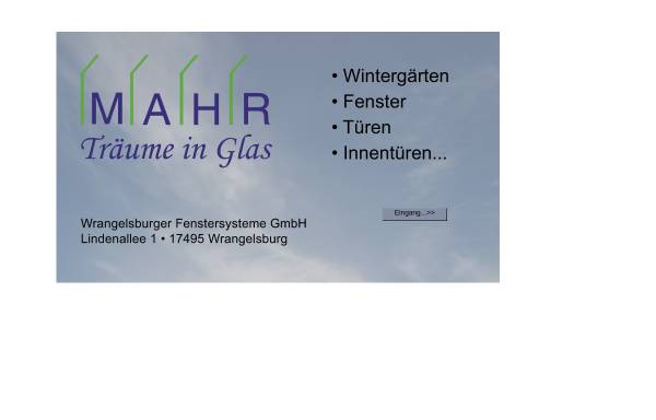 Vorschau von www.wfs-gmbh.de, Wrangelsburger Fenstersysteme