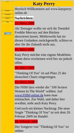 Vorschau der mobilen Webseite www.katyperry-online.de, Perry, Katy - online