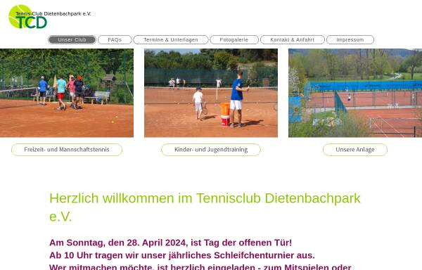 Vorschau von www.tc-dietenbachpark.de, Tennisclub Dietenbachpark