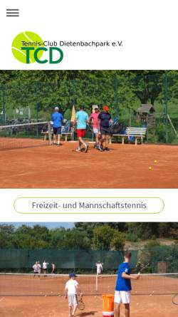 Vorschau der mobilen Webseite www.tc-dietenbachpark.de, Tennisclub Dietenbachpark