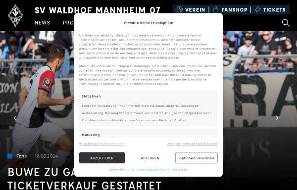 Vorschau von www.svw07.de, SV Waldhof Mannheim