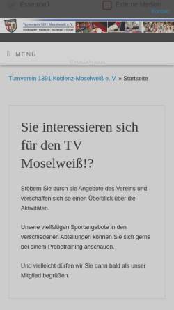 Vorschau der mobilen Webseite www.tvmoselweiss.de, TV 1891 Moselweiss e.V.