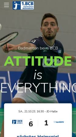 Vorschau der mobilen Webseite www.bc-bischmisheim.de, 1. BCB Badmintonclub Bischmisheim