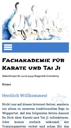 Vorschau der mobilen Webseite www.karate-wuppertal.de, Uni-Dojo Wuppertal