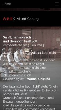 Vorschau der mobilen Webseite www.ki-aikido-coburg.de, Ki-Aikido Dojo Coburg