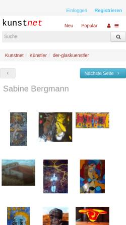 Vorschau der mobilen Webseite www.kunstnet.de, Glaskunst für Haus und Garten - Sabine Bergmann