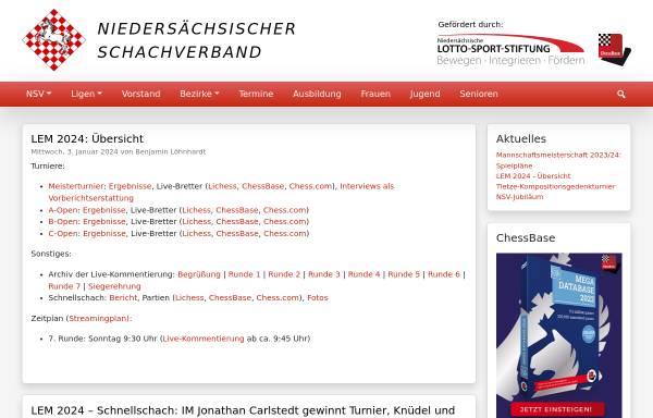 Vorschau von www.niedersaechsischer-schachverband.de, Niedersächsischer Schachverband