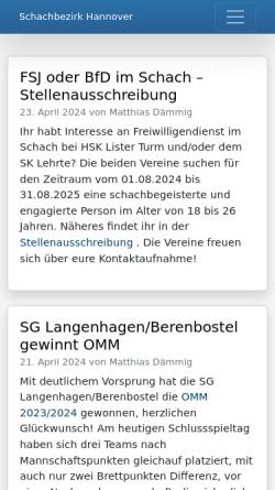 Vorschau der mobilen Webseite schachbezirk-hannover.de, Schachbezirk Hannover e.V.