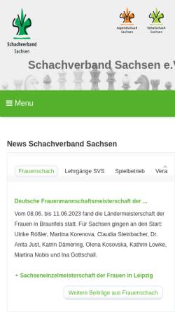 Vorschau der mobilen Webseite www.schachverband-sachsen.de, Schachverband Sachsen e.V.
