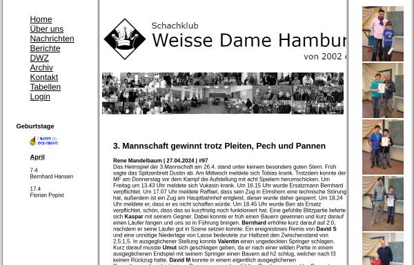 Vorschau von www.weissedame.com, Schachklub Weisse Dame Hamburg von 2002 e.V.
