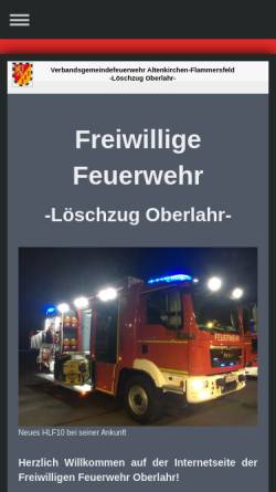 Vorschau der mobilen Webseite www.feuerwehr-oberlahr.de, Freiwillige Feuerwehr Oberlahr