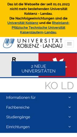 Vorschau der mobilen Webseite www.uni-koblenz-landau.de, Universität Koblenz-Landau