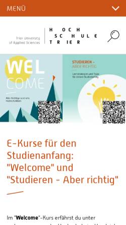 Vorschau der mobilen Webseite www.fh-trier.de, Fachhochschule Trier