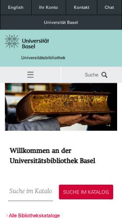 Vorschau der mobilen Webseite www.ub.unibas.ch, Universitätsbibliothek Basel