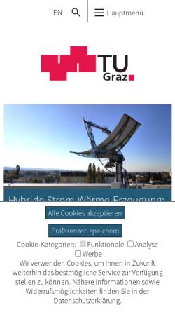 Vorschau der mobilen Webseite www.tu-graz.ac.at, Technische Universität Graz (TUG) - Erzherzog-Johann-Universität