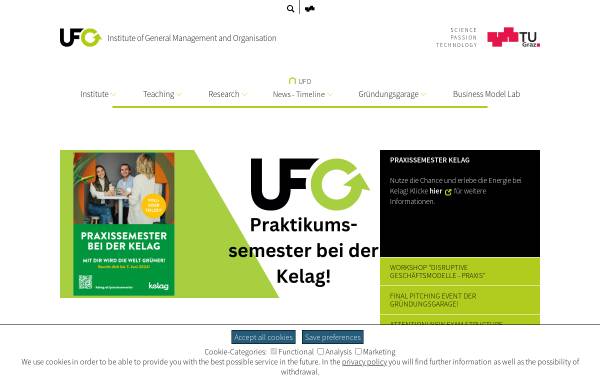 Vorschau von www.ufo.tugraz.at, ufo.online - Institut für Unternehmungsführung und Organisation