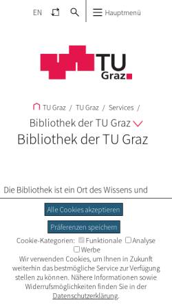 Vorschau der mobilen Webseite www.ub.tugraz.at, Universitätsbibliothek der Technischen Universität Graz (UBTUG)