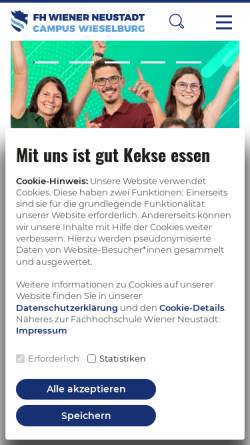 Vorschau der mobilen Webseite www.wieselburg.fhwn.ac.at, Studiengang MLR/Produkt- und Projektmanagement