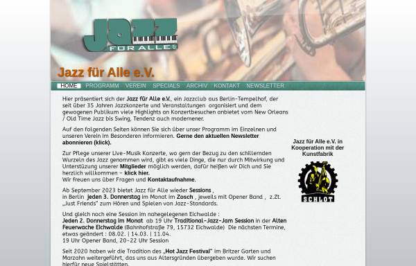 Vorschau von www.jazzfueralle.de, Jazz für Alle e.V.