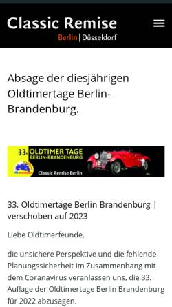 Vorschau der mobilen Webseite www.oldtimertage.de, Oldtimer-Tage Berlin-Brandenburg