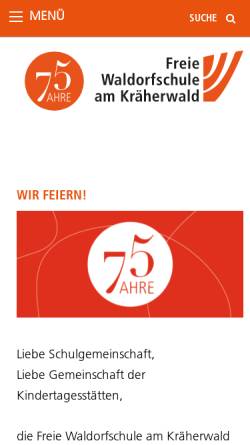 Vorschau der mobilen Webseite fkws.de, Freie Waldorfschule am Kräherwald